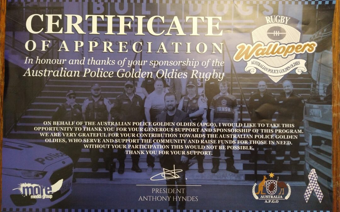 Proudly supporting Wallopers Rugby Team – Australian Police Golden Oldies